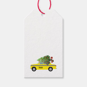 Etiquetas Para Regalos Diversión festiva de árbol de navidad de taxi amar