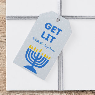 Etiquetas Para Regalos Divertida Moda "Get Lit" Personalizada Menorah Han