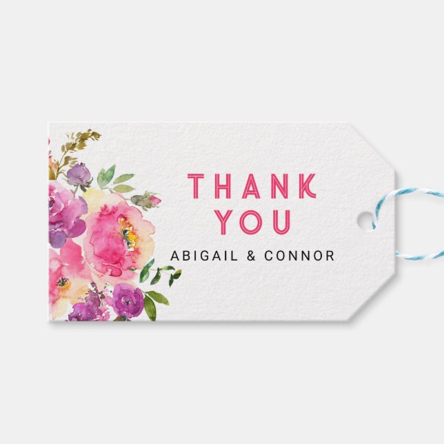 Etiquetas Para Regalos Divertido Floral Violeta Fucsia Vibrante (Frente (Horizontal))