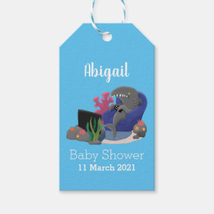 Etiquetas Para Regalos Divertido tiburón viendo al personalizado de telev