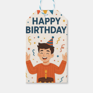 Etiquetas Para Regalos Diviértete Cumpleaños Feliz Sombrero de Fiesta Glo