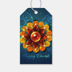 Etiquetas Para Regalos Diwali con Diya y Rangoli