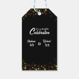Etiquetas Para Regalos Doble Celebración Cumpleaños Común Oro Negro