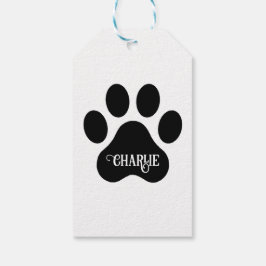 Etiquetas Para Regalos Dog Paw Name Silhouette Design