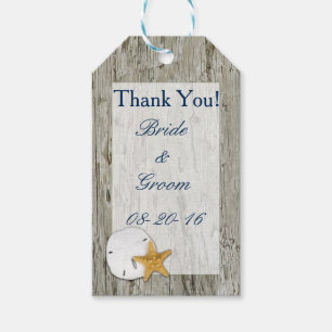 Etiquetas Para Regalos Dólar de arena de Boda Rústico Driftwood
