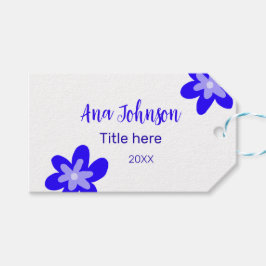 Etiquetas Para Regalos Doodle de flores azules titulo año 20XX profesión