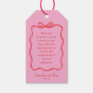 Etiquetas Para Regalos Doodle Rosa Rojo Lindo Bienvenida Boda 