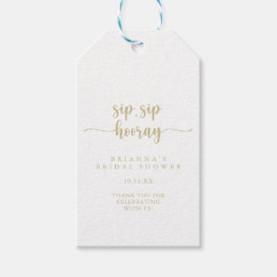 Etiquetas Para Regalos Dorada caligrafía Sip Sip Hooray Bridal Shower