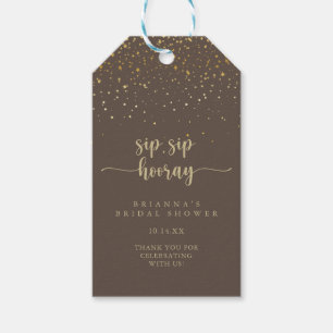 Etiquetas Para Regalos Dorado Confetti Brown Sip Sip Hooray Bridal Shower