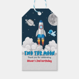 Etiquetas Para Regalos Dos al niño de la luna cohete espacial cumpleaños 