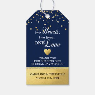 Etiquetas Para Regalos Dos corazones dos vidas un Boda de oro azul amor