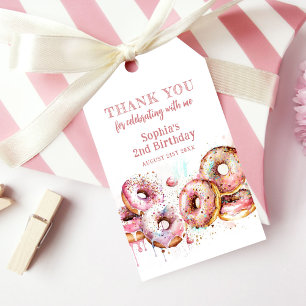 Etiquetas Para Regalos Dos dulces Chicas de Donut Rosa Segundo Cumpleaños