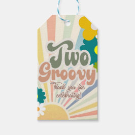 ETIQUETAS PARA REGALOS DOS GROOVY, 2DO CUMPLEAÑOS, SOL, PAPEL DE ARCOÍRIS