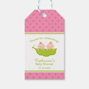 Etiquetas Para Regalos Dos guisantes en un podo, gemelos rosados