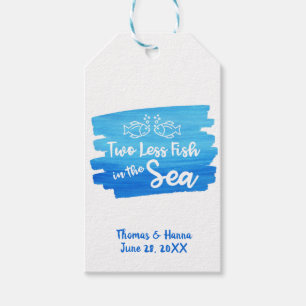 Etiquetas Para Regalos Dos peces menos en el Boda acuarela del mar