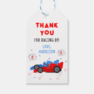 Etiquetas Para Regalos Dos rápidos coches de carreras de 2º cumpleaños Gr