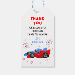 Etiquetas Para Regalos Dos rápidos coches de carreras de cumpleaños númer