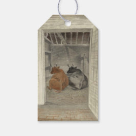 Etiquetas Para Regalos Dos vacas en un establo (por Eric Ravilious)