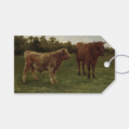Etiquetas Para Regalos Dos vacas paradas en el campo de una granja (Rosa 