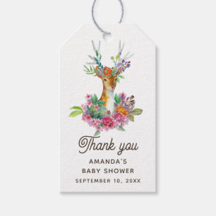 Etiquetas Para Regalos Doy las gracias al venado floral de color acuático