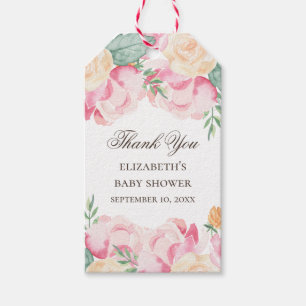 Etiquetas Para Regalos Doy las gracias por la ducha de bebé florida rosa