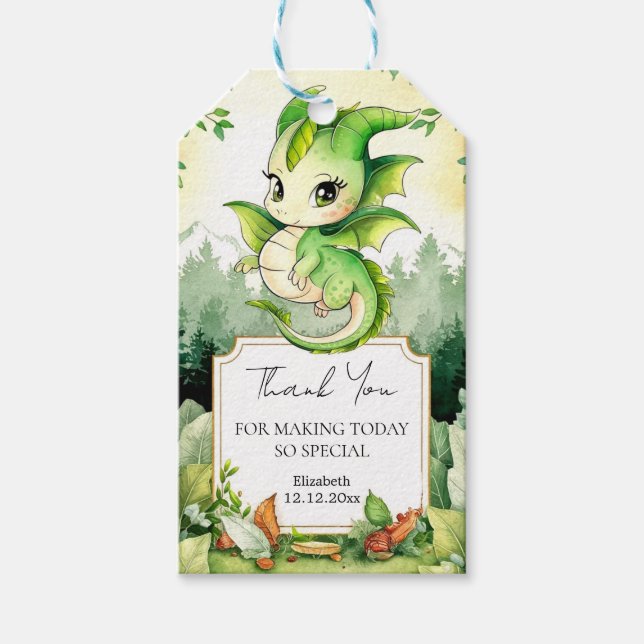Etiquetas Para Regalos Dragon Baby Shower (Anverso)