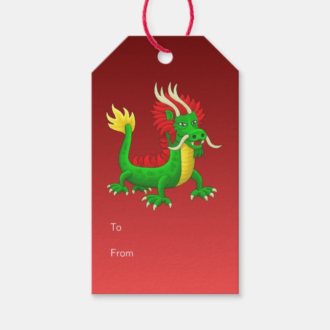 Etiquetas Para Regalos Dragón Chino (Anverso)