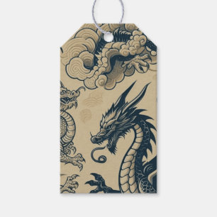 Etiquetas Para Regalos Dragones anticuados de fantasía