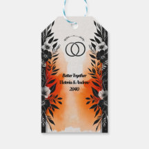 Dramática acuarela Naranja negro Boda floral