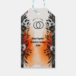 Etiquetas Para Regalos Dramática acuarela Naranja negro Boda floral
