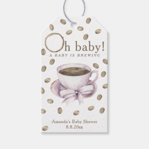 Etiquetas Para Regalos Ducha de bebé Bow Coffee Baby - Un bebé está en pr