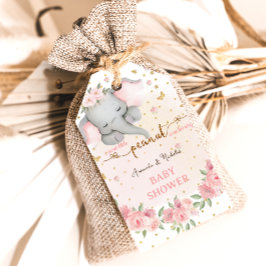 Etiquetas Para Regalos Ducha de bebé con elefante de oro rosa Rubor