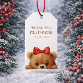 Etiquetas Para Regalos Ducha de bebé de Cachorro oso y bayas de serbal