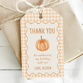 Etiquetas Para Regalos Ducha de bebé de cuadros de otoño y pequeña calaba