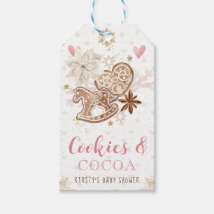 Etiquetas Para Regalos Ducha de bebé de Galletas Rosadas y Cacao