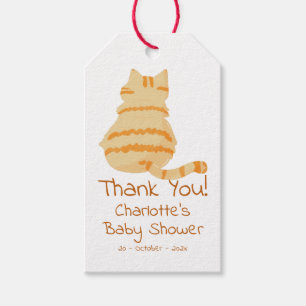 Etiquetas Para Regalos Ducha de bebé de gato naranja gordo adorable