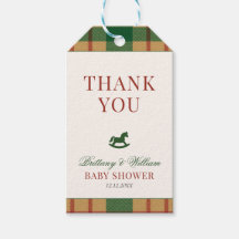 Ducha de bebé de oso preppy de cuadros de Navidad