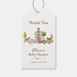 Etiquetas Para Regalos Ducha de Bebé del Tractor del Pequeño Granjero Vin
