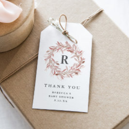 Etiquetas Para Regalos Ducha de bebé monograma gracias