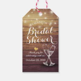 Etiquetas Para Regalos Ducha de novia Champán Gafas de madera Luces de ca