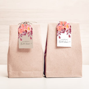 Etiquetas Para Regalos Ducha de Novia con Peonías Rústicas y Letra Elegan