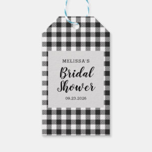 Etiquetas Para Regalos Ducha de Novia Cuadro Negro Blanco Gingham