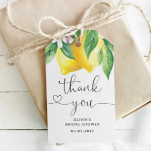 Etiquetas Para Regalos Ducha de novia de cítricos limoneros de color agua