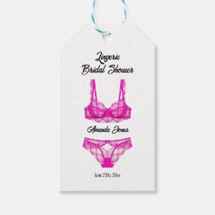 Etiquetas Para Regalos Ducha de Novia de Ropa Interior Rosa