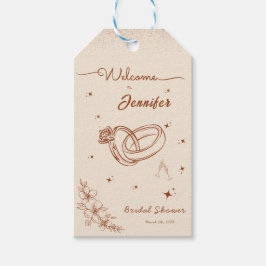 Etiquetas Para Regalos Ducha de Novia Dibujada a Mano con Anillo y Floral