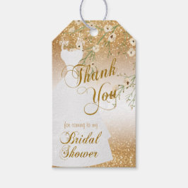 Etiquetas Para Regalos Ducha de novia en Purpurina de oro | Gracias