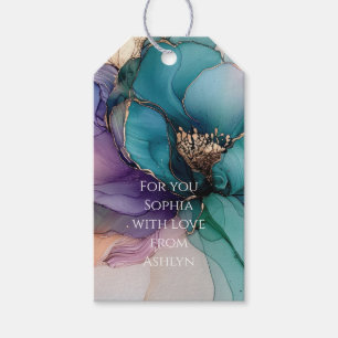 Etiquetas Para Regalos Ducha de Novia Flor de Oro Azul Acuario Púrpura