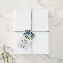 Etiquetas Para Regalos Ducha de Novia Floral Azul y Blanco