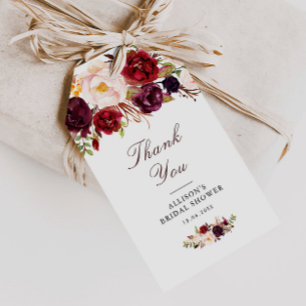 Etiquetas Para Regalos ducha de novia floral de color burdeos y azul