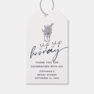 Etiquetas Para Regalos Ducha de Novia Floral Mason Jar Sip Sip Hooray